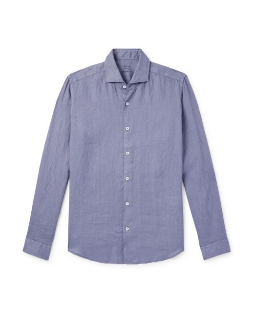 Altea Blue Mercer Cutaway-collar Linen Shirt for men