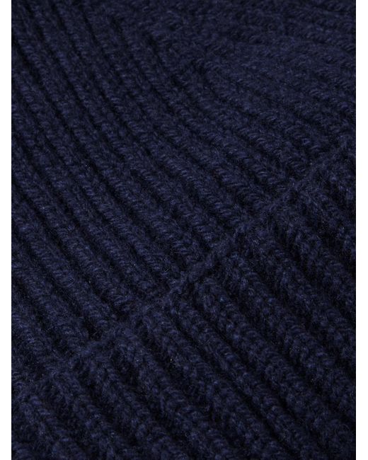 John Smedley Blue Oram Ribbed Recycled-Cashmere And Merino Wool-Blend Beanie for men