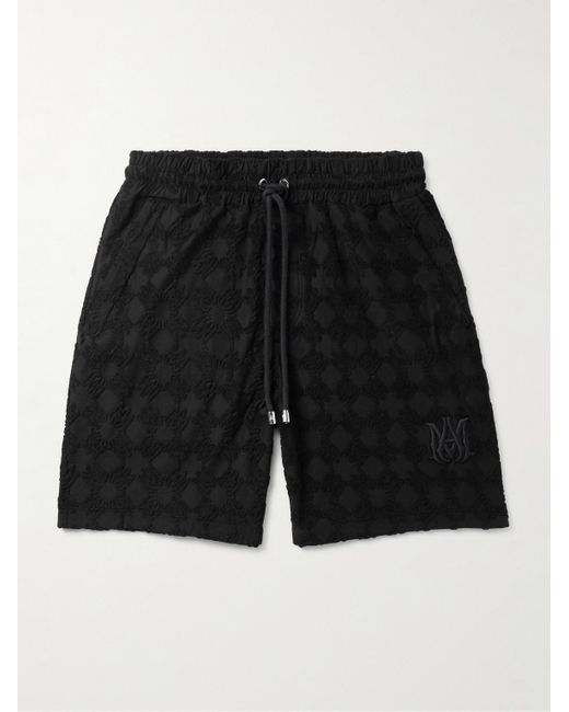 Amiri Gerade geschnittene Shorts aus Frottee aus einer Baumwollmischung mit Jacquard-Muster in Black für Herren