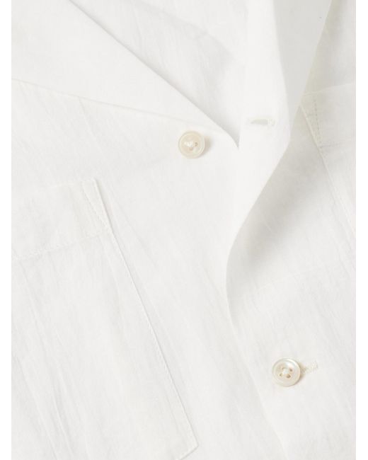 Bode White Camp-Collar Cotton-Voile Shirt for men
