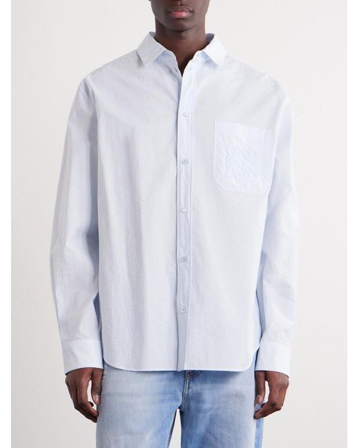 Loewe White Paula's Ibiza Logo-Embroidered Cotton-Blend Shirt for men