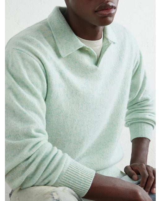 Auralee Green Cashmere Polo Sweater for men