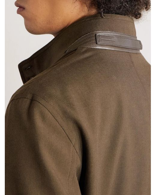 Tom Ford Green Leather-trimmed Virgin Wool for men