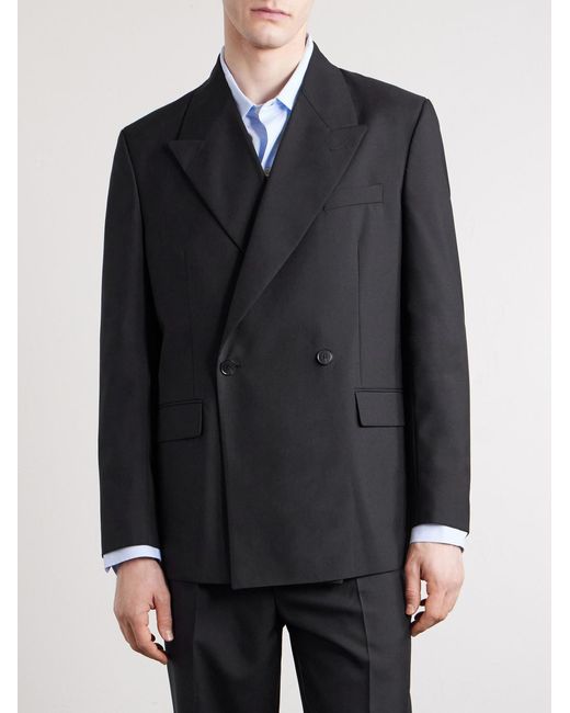 mfpen Black Double Breasted Wool Jacket for men