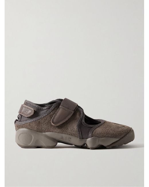 Nike Brown Air Rift Split-Toe Brushed-Suede And Mesh Sneakers for men