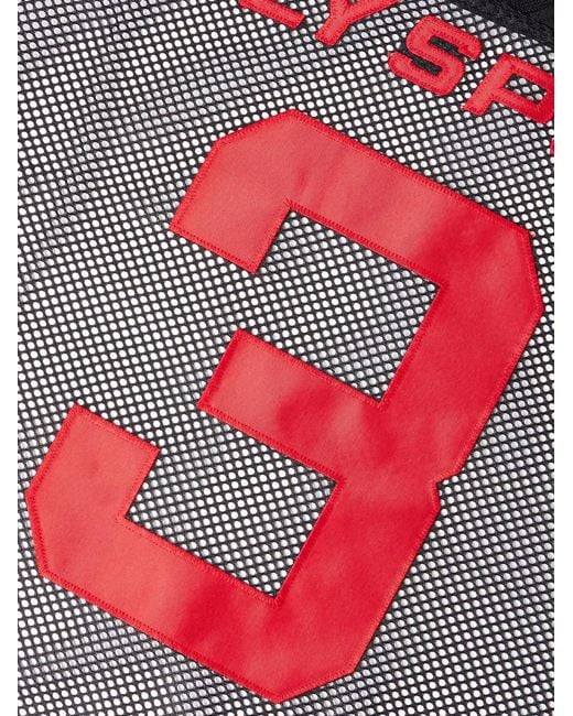 Willy Chavarria Red Willy Football Appliquéd Mesh T-shirt for men