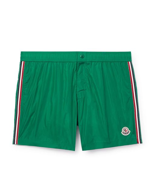 Moncler Green Straight-leg Mid-length Logo-appliquéd Swim Shorts for men