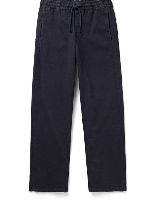 A.P.C. Blue Vincent Straight-leg Cotton-twill Drawstring Trousers for men