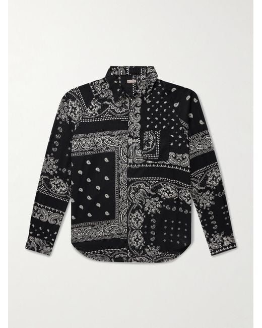 Kapital Black Bandana-Print Patchwork Cotton-Gauze Shirt for men