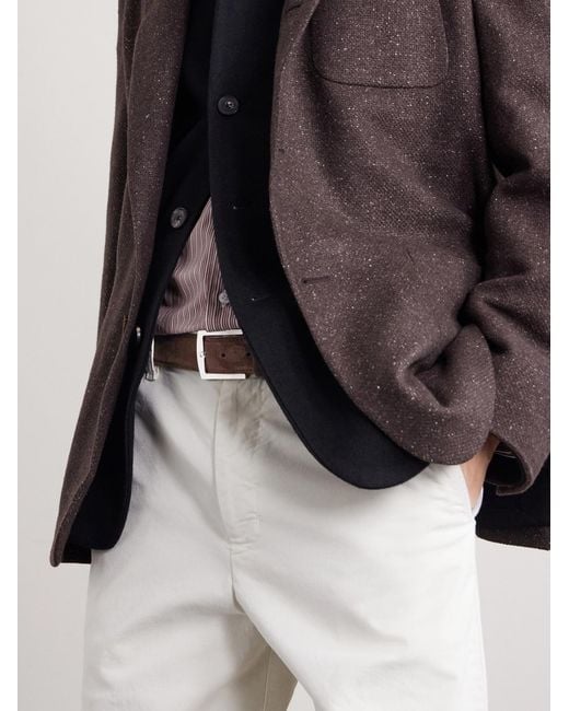 Kiton Brown 3.5Cm Suede Belt for men