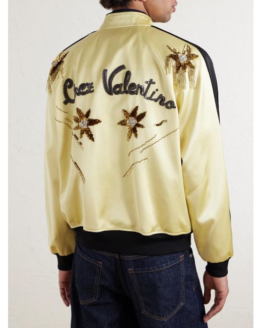 Valentino Garavani Natural Embellished Satin Bomber Jacket for men