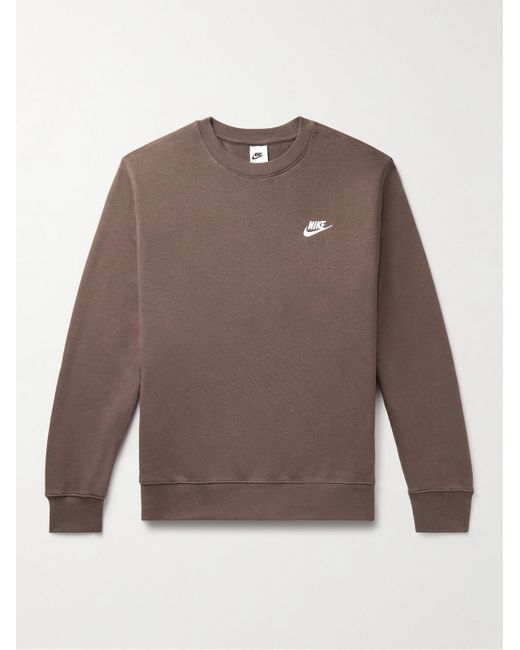Nike Brown Nsw Club Logo-embroidered Cotton-blend Jersey Sweatshirt for men