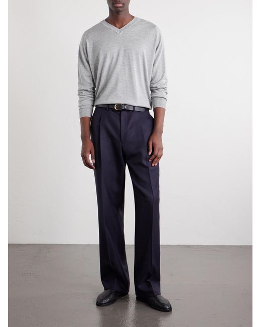 John Smedley White Bill Nighy Merino Wool Sweater for men