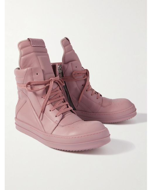 Rick Owens Pink Geobasket Leather High-top Sneakers for men