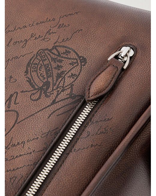 Berluti Brown Périple Scritto Full-Grain Venezia Leather Messenger Bag for men