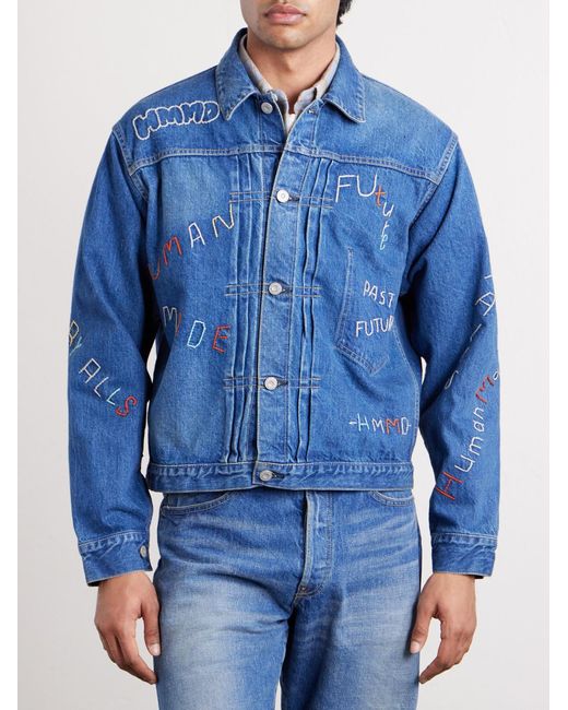 Human Made Blue Embroidered Denim Jacket for men