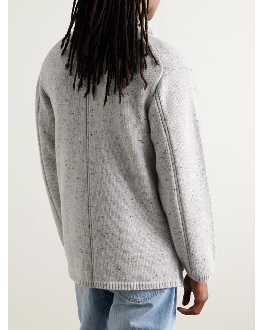 Inis Meáin Gray Unstructured Merino Wool And Cashmere-blend Cardigan for men