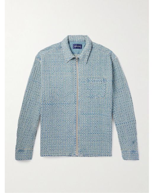 Thisisneverthat Blue Stone-washed Distressed Denim Shirt Jacket for men