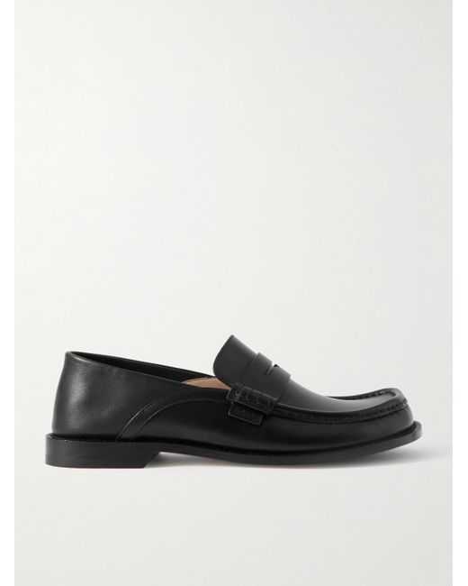Loewe Black Campo Collapsible-Heel Leather Penny Loafers for men