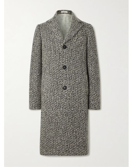 Massimo Alba Gray Mercury Herringbone Wool-blend Coat for men