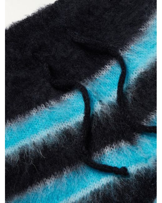 Marni Blue Straight-Leg Striped Mohair-Blend Drawstring Trousers for men