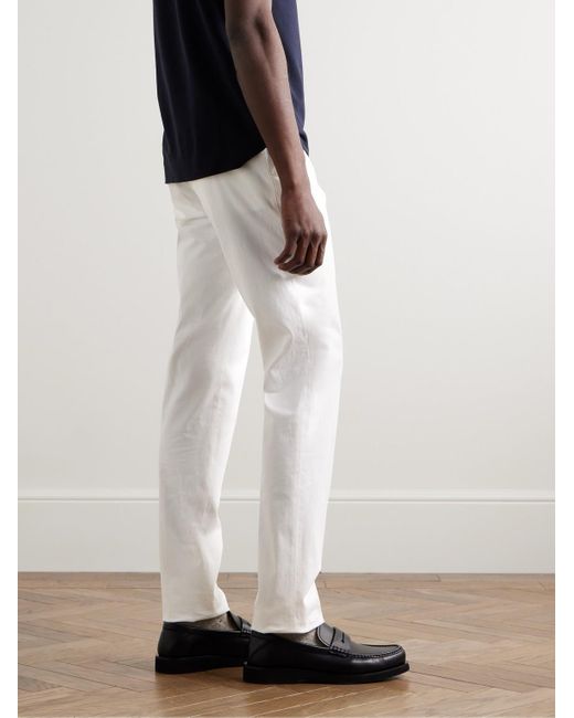 Pantaloni slim-fit a gamba dritta in twill di cotone di Zegna in White da Uomo