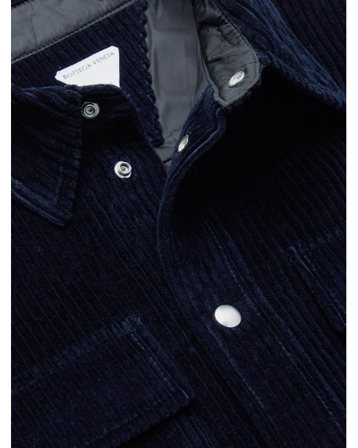 Bottega Veneta Blue Cutaway-collar Cotton-corduroy Shirt for men