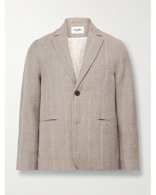 Corridor NYC Natural Checked Linen And Wool-blend Blazer for men