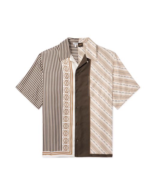 Loewe White Paula's Ibiza Convertible-collar Striped Silk-twill Shirt for men