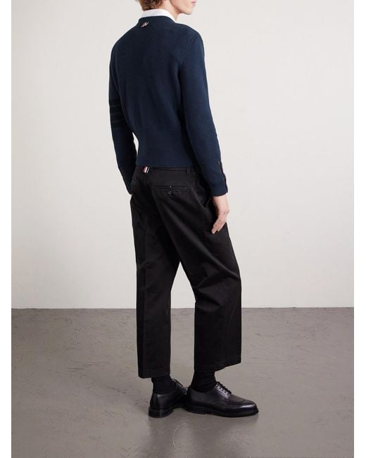 Thom Browne Blue Slim-Fit Striped Cotton Sweater for men