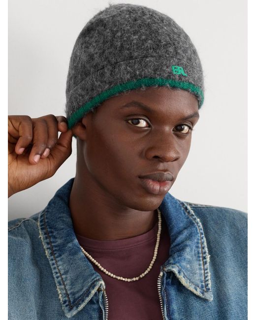ERL Beanie aus einer gebürsteten Wollmischung mit Logostickerei in Gray für Herren