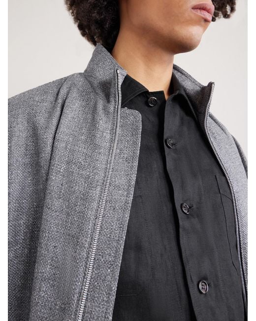 Brunello Cucinelli Blue Linen Overshirt for men