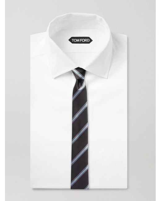 Dries Van Noten Blue 7cm Striped Silk-jacquard Tie for men