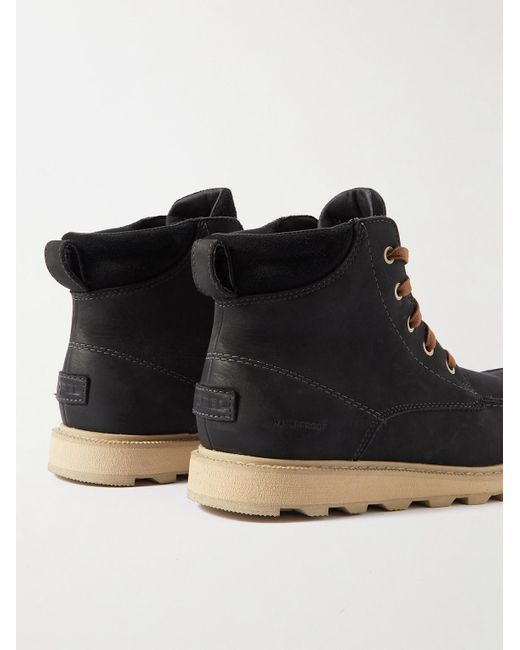 Sorel Black Madson Ii Suede-trimmed Leather Boots for men