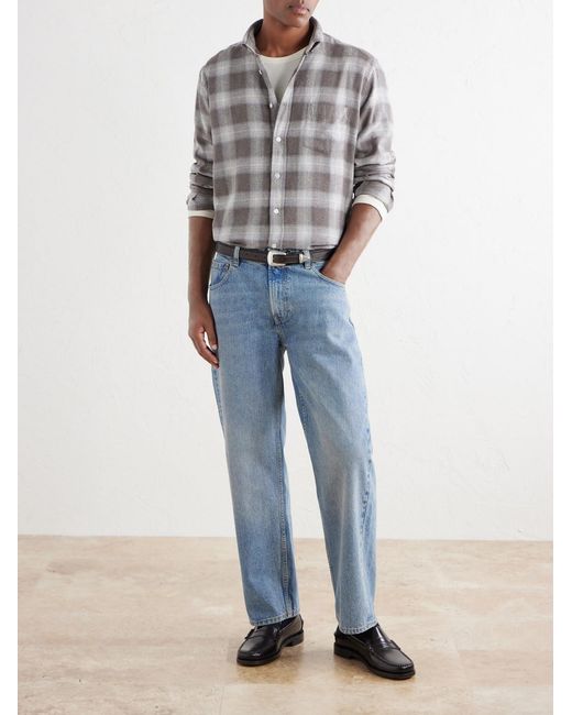 Hartford Brown Paul Checked Cotton And Lyocell-Blend Flannel Shirt for men