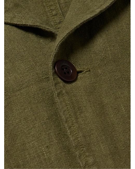Portuguese Flannel Green Labura Slim-fit Linen Jacket for men