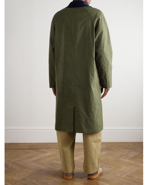 A.P.C. Green Gaspard Oversized Corduroy-trimmed Coated Cotton-canvas Coat for men