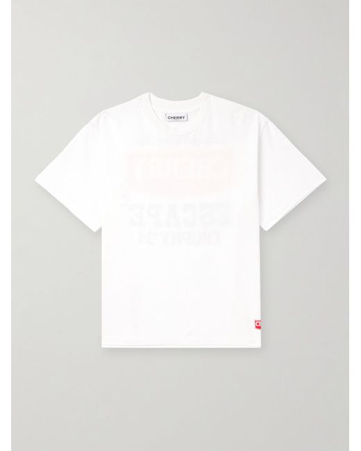 CHERRY LA Escape T-Shirt aus Baumwoll-Jersey mit Logoprint in Stückfärbung in White für Herren