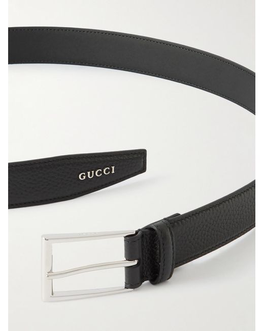 Gucci Black Script 3cm Logo-embellished Full-grain Leather Belt for men