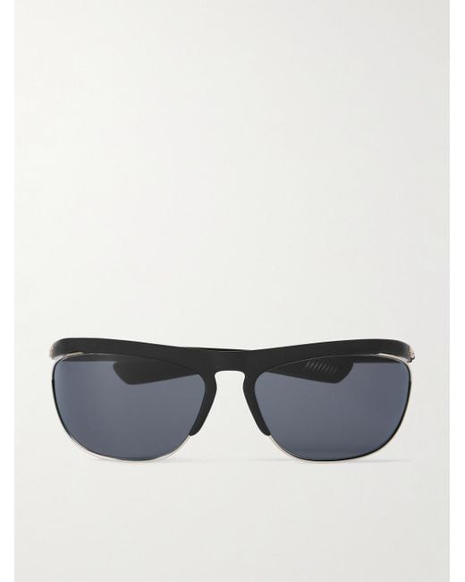 Bottega Veneta Black Aviator-Style Acetate And-Tone Wrap-Around Sunglasses for men