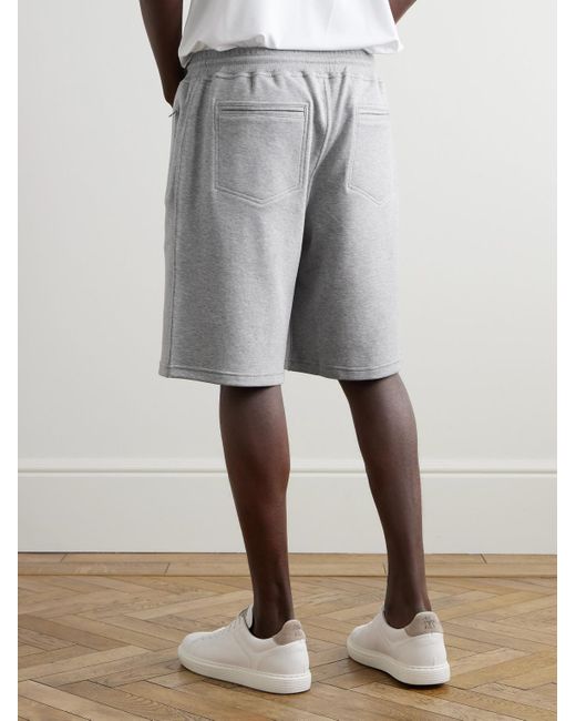 Brunello Cucinelli Gray Straight-Leg Cotton-Blend Jersey Drawstring Shorts for men
