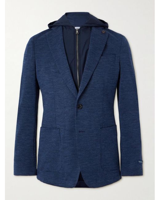 Peter Millar Blue The Winter Excursionist Elite Wool Blazer With Removable Shell Hooded Gilet for men