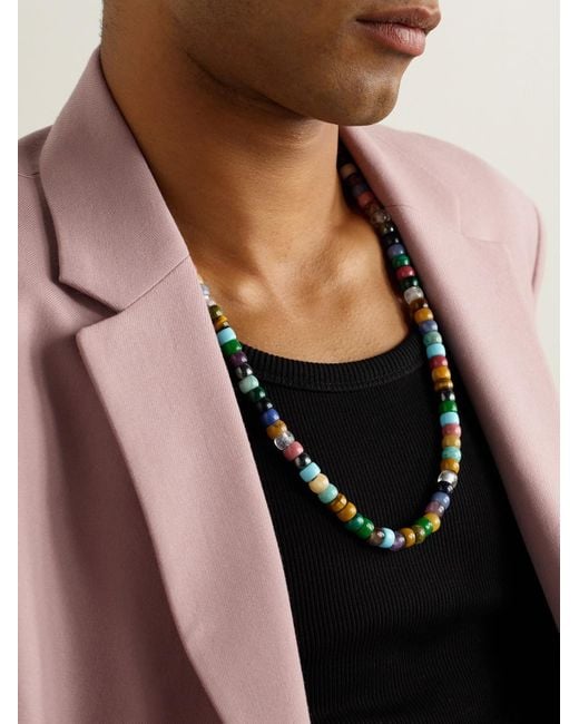 Carolina Bucci Black Moonbow 18-karat Gold Multi-stone Beaded Necklace for men