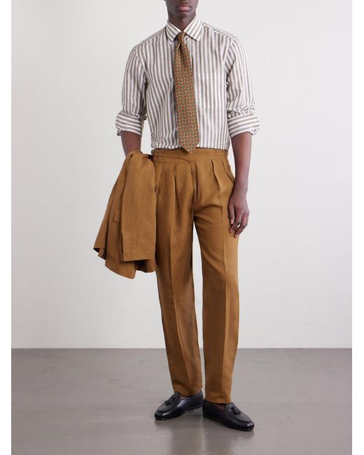 Rubinacci White Striped Linen Shirt for men