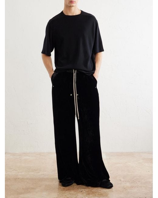 Rick Owens Blue Bela Wide-Leg Drawstring Velour Trousers for men