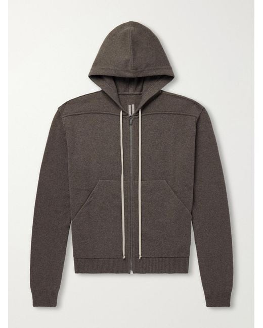 Rick Owens Gray Cashmere And Wool-Blend Zip-Up Hoodie for men