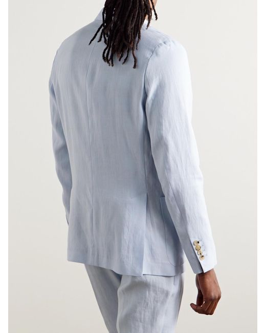 Paul Smith Blue Unstructured Linen Suit Jacket for men