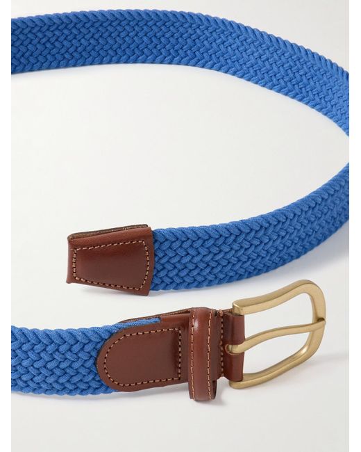 Cintura intrecciata elasticizzata con finiture in pelle di Anderson & Sheppard in Blue da Uomo