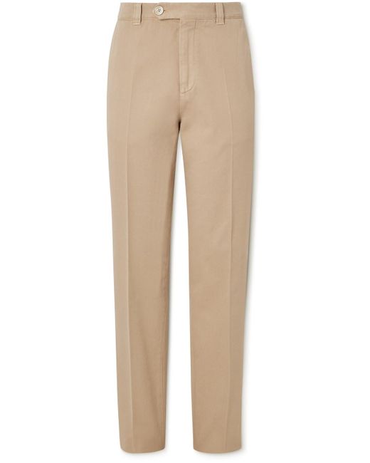 Brunello Cucinelli Natural Straight-leg Cotton-twill Trousers for men