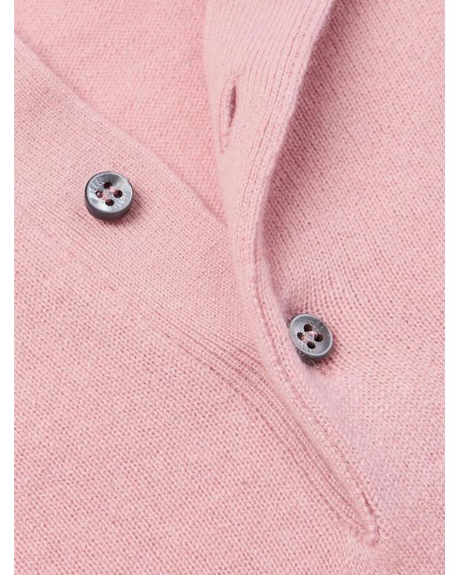 Fedeli Pink Sportsman Slim-Fit Cashmere Polo Shirt for men